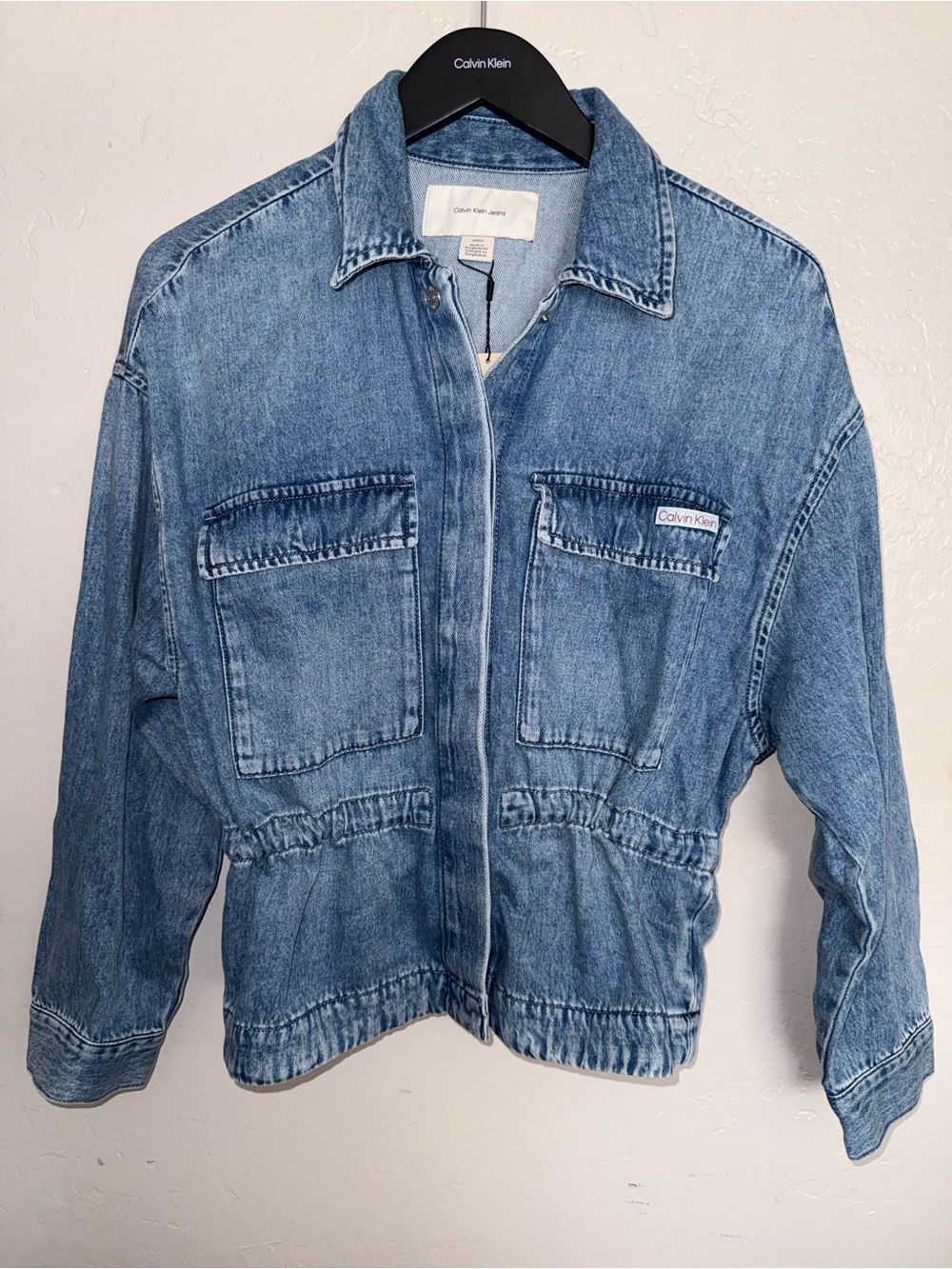 Calvin Klein Jeans Medium Blue Snap-Front Lightweight Denim Jacket
